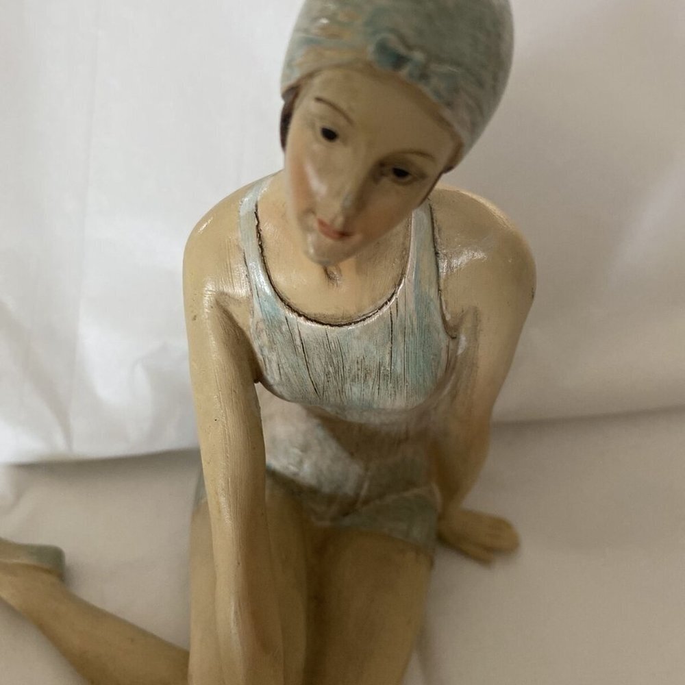 Vintage 20s Flapper Bathing Beauties BLUE SWIM SUIT & CAP LIGHT BLUE Shoes- - Picture 5 of 10